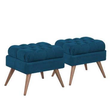 Imagem de Conj. 02 Pufe Decorativo Pé Palito Capitonê Gales - Due Decor, Velutto