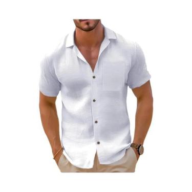 Imagem de Camisa Casual Masculina De Manga Curta Com Botões Para Verão Praia Tex