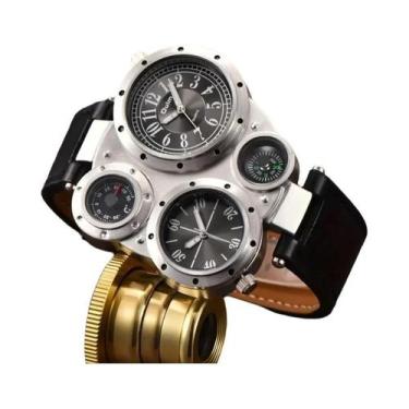 Imagem de Relógio De Quartzo Masculino De Luxo Com Mostrador Grande E Duplo Fuso