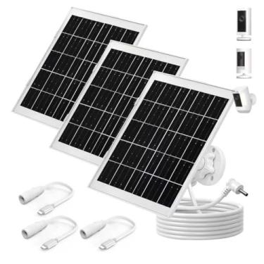 Imagem de RCBCH O painel solar de anel de 7W é especialmente projetado para bateria Spotlight Cam e Ring Stick Up Cam (Pro)/Spotlight Plus/Pro Power - pacote com 3 com cabo CC de 3,5 mm e USB-C