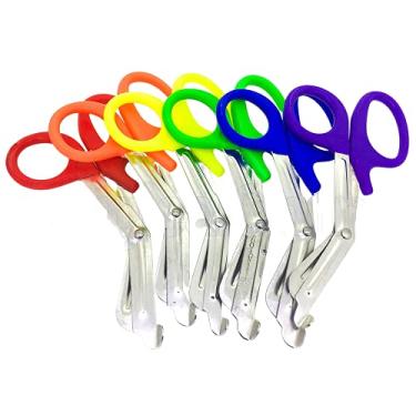 Imagem de SURGICAL ONLINE Pacote com 6 tesouras de trauma EMT de 19 cm, cores sortidas de arco-íris - Ideal para EMS, enfermeiras, médicos, policiais e bombeiros | Forte o suficiente para cortar um centavo ao