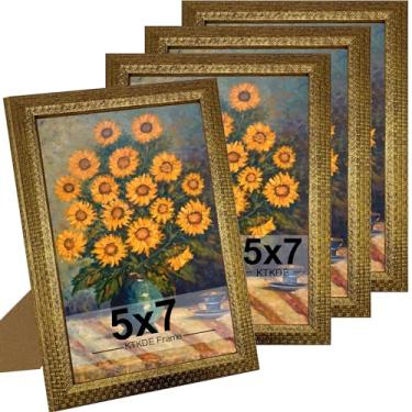 Imagem de KTKDE Conjunto de 4 porta-retratos 12 x 18 cm, molduras douradas vintage ornamentadas com vidro de verdade, 12 x 18 cm, moldura antiga para decoração de parede ou mesa, decoração de casa retrô, melhor