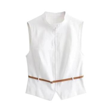 Imagem de Conjunto De Saia Plissada Feminina Slim Fit Com Cinto E Top Regata Mod