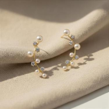 Imagem de Brinco de Ouro 18k com Pérolas Naturais - Brinco Cotton - no-brand