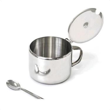 Imagem de Açucareiro Aço Inox Com Colher Cantinho Do Café Cozinha 270g - - Weste