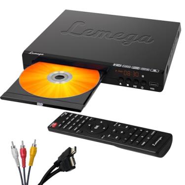 Imagem de Lemega Leitor de DVD PlayHD – Reprodutor de vídeo sem regiões com saída HDMI e aumento de 1080p, reprodução USB/CD, portas RCA/AUX, design compacto para TV e Smart TV, cabo HDMI incluído