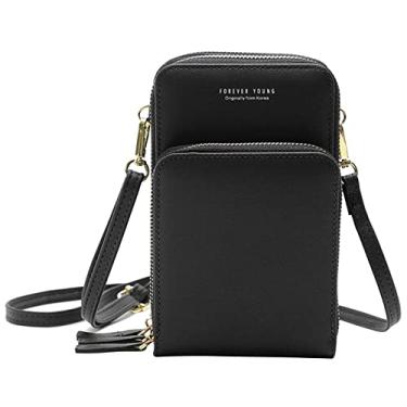 Imagem de Bolsa transversal para mulheres com alça ajustável padrão sólido zíper bolsas de mão ombro multipropósito carteira uso diário viagens e compras