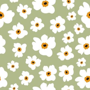 Imagem de Mangoloo Papel de parede floral marrom descascar e colar moderno papel de parede floral removível boho papel de parede autoadesivo papel de contato branco para armários quarto prateleira forro rolo de