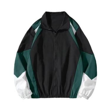 Imagem de Jaqueta Masculina Leve Com Blocos De Cores, Casual, Resistente Ao Vent