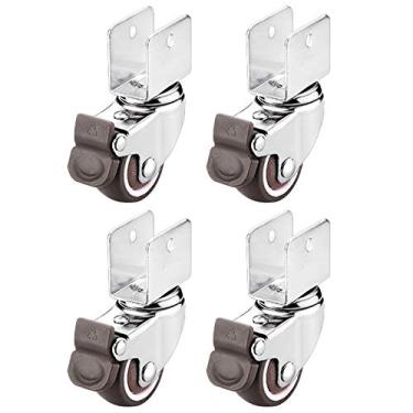 Imagem de Pacote com 4 rodas de borracha giratórias de 360°, rodas silenciosas para móveis com suporte em U, rodas de placa resistentes para carrinhos, bancadas de trabalho e substituição de móveis domésticos