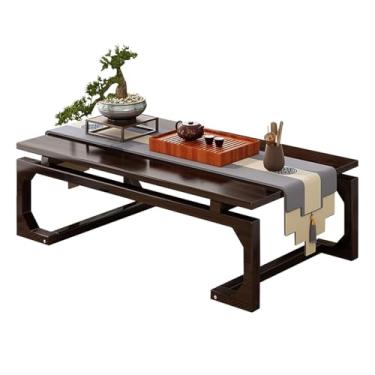 Imagem de Mesa de centro japonesa retrô de bambu - Mesa de chá baixa retangular para sala de estar e recepção - Mobiliário doméstico elegante (80 x 50 x 30 cm)