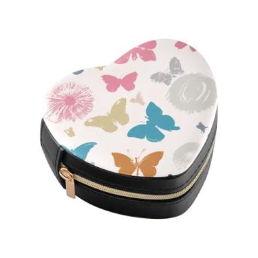 Imagem de Burbuja Mini caixa de joias colorida em forma de coração de borboleta para mulheres e meninas, estojo portátil organizador de armazenamento para brincos, anéis, colares e pulseiras