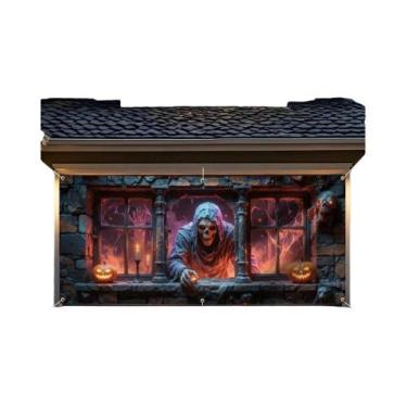 Imagem de Grande Banner De Halloween Para Porta De Garagem Com Cenas Fantasmagór