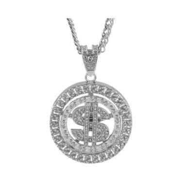 Imagem de Colar Com Pingente Giratório De Dólar Americano Em Ouro E Prata Para H