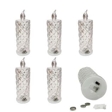 Imagem de Velas elétricas | Luzes de decoração de casamento com sombra de rosa | Velas de LED sem chama, para festa dos namorados, mesa de Natal, centros de mesa, casamentos, aniversários, restaurantes