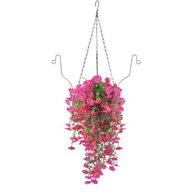 Imagem de Flores falsas penduráveis | Flores artificiais ao ar livre com cesta pendurável - Decoração de plantas florais falsas suspensas para quintal, , janela, estudo, casamento, sala de jantar