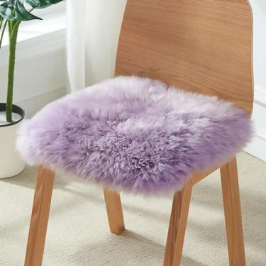 Imagem de Almofada para cadeira de pele de carneiro - parte traseira antiderrapante, capa de cadeira de lã natural macia, capa de assento de carro, tapete de área para casa, escritório, cozinha