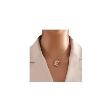 Imagem de Colar Feminino Banhado a Ouro 18K Com Pingente De Zircônia Letra A-Z E