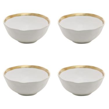 Imagem de Kit 04 Bowls De Porcelana Dubai Branco E Dourado Wolff