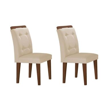 Imagem de Cadeira De Cozinha Imperatriz Madeira Kit 2 Un Capuccino - Veludo Creme - Rufato