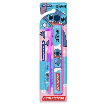 Imagem de Escova Dente Stitch com Estojo Porta Escova Escolar Dentalclean, Rosa