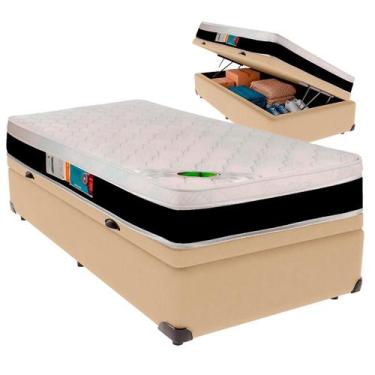 Imagem de Cama Box Baú Solteirão e Colchão Roma Molas Ensacadas Luckspuma Ocre