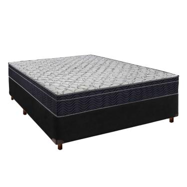 Imagem de Cama Box Preto com Colchão Casal Airtech 150 Ortobom