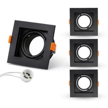 Imagem de 03 Spot Recuado Embutir Led Mr16 Gu10 Quadrado Luminária Teto Sala Qua