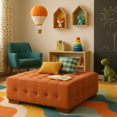 Imagem de Puff para Sala de Estar Linho Karen Terracota