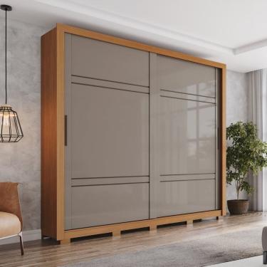 Imagem de Guarda-roupa Casal 2 Portas Deslizantes 4 Gavetas Sintra Cinamomo/Avelã