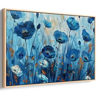 Imagem de Quadro Flores - Papoulas Azuis no Jardim dos Sonhos Encantados da Noit