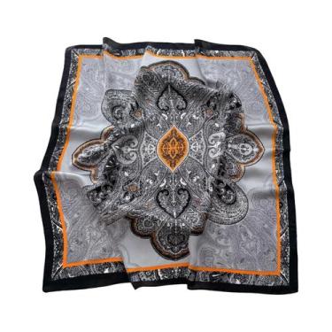 Imagem de Lenço Quadrado De Luxo Em Cashmere Com Estampa Paisley 70x70cm Para Mu