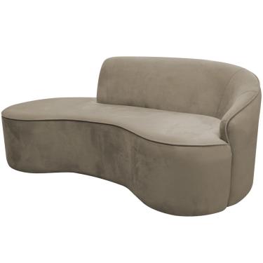 Imagem de Sofá Curvo 02 Lugares 150cm Eron Braço Esquerdo Veludo Bege - Nexta Casa