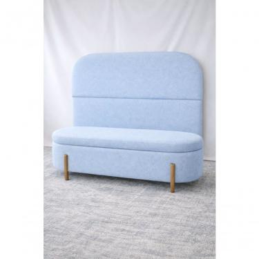 Imagem de Kit Atenas Cabeceira De Cama Box Orgânica E Recamier Calçadeira Baú Casal 140 Cm Suede Azul Bebê Eli Móveis E Decoração
