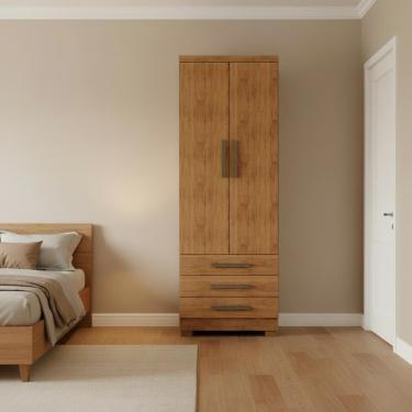 Imagem de Guarda Roupa Solteiro Divisórias Internas 2 Portas 3 Gavetas - Cedro Cedro