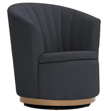 Imagem de Poltrona Giratória Ouro Fosco évora Bouclé Cinza Azulado - Nexta Casa