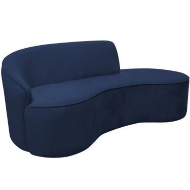 Imagem de Sofá Curvo 02 Lugares 150cm Eron Braço Direito Veludo Azul Marinho - Nexta Casa