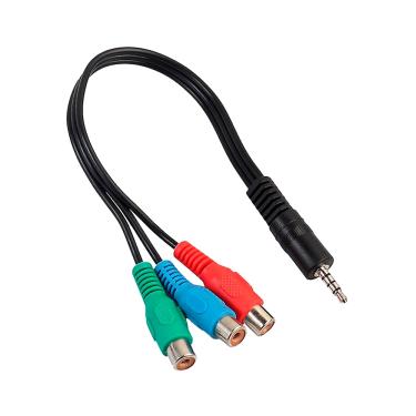 Imagem de Cabo Adaptador P3 Macho X 3 RCA  Fêmea Componentes de Vídeo