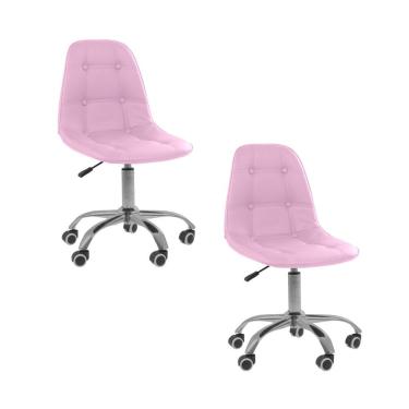 Imagem de Kit 2 Cadeiras Office Eiffel Botonê Ajustável Oficial Rosa