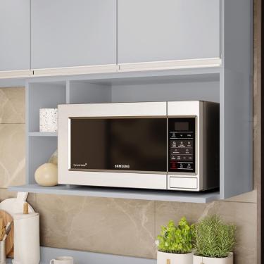 Imagem de Suporte Microondas Aéreo 81cm Com Nicho Adega Miami Cinza Claro - Lumil