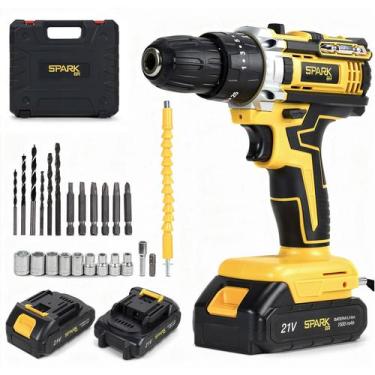 Imagem de Furadeira Parafusadeira Impacto SparkBr AMGPR01 21V 26 Acessorios 2 Ba