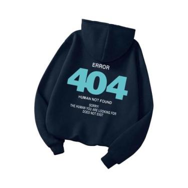 Imagem de Moletom Feminino Com Capuz Em Fleece Error 404 Human Not Found S-XXL C