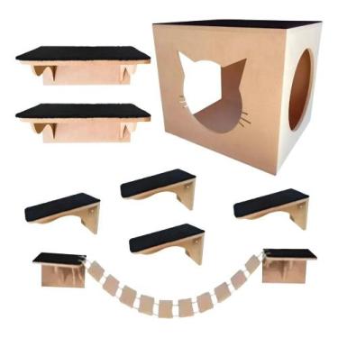 Imagem de Playground Gatos Kit De Parede Toca Escada Prateleira Ponte - Congratu