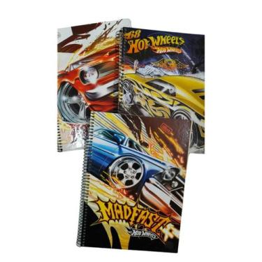 Imagem de Kit Caderno Hot Wheels 96 Folhas 3 unidades - Foroni