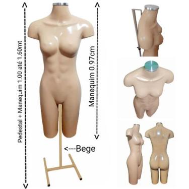 Imagem de Manequim feminino (Meio corpo definido n.38) bege com tampa prata + pe