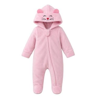 Imagem de Macacão Bebê Infantil Fofo Pelúcia Ursinho Inverno Quentinho - Tip Top