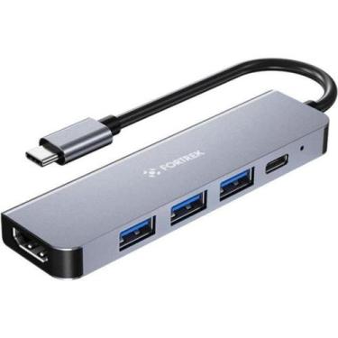 Imagem de Hub Usb-C 5 Portas DC53 com HDMI 4K@30Hz e PD 100W em Alumínio Fortrek
