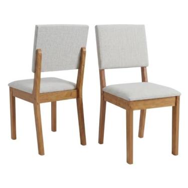 Imagem de Conjunto Com 2 Cadeiras Estofadas Linho Linda - VIERO MOVEIS, Madeirad