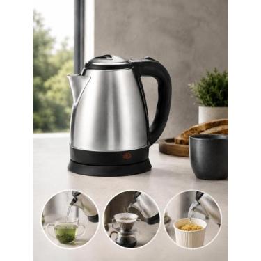Imagem de Chaleira Elétrica Inox 1,8L 110V Preta com Desligamento Automático e B