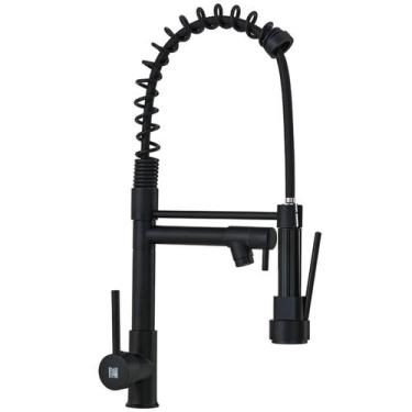 Imagem de Torneira Cozinha Gourmet Monocomando Com Spray Extensor Preta - Holtte